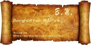 Berghoffer Márk névjegykártya